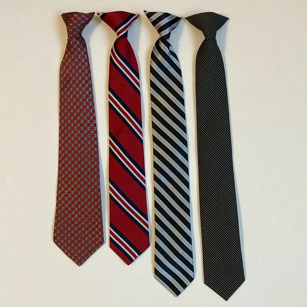 Set of 4 boys clip-on ties
